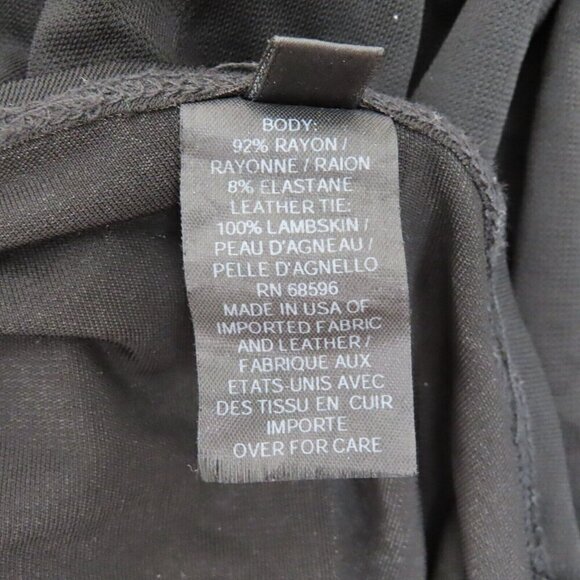 Donna Karan Medium Black Strapless Ruched Dress Leather Straps Union Made VTG - Picture 10 of 12